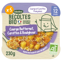 Les Récoltes Bio - Courge Butternut, Carottes et Boulghour - Lot x 5 - Dès 12 mois - Face