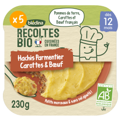 Les Récoltes Bio - Hachis Parmentier, Carottes et Boeuf - Lot x5 - Dès 12 mois - Face