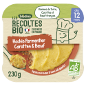 Les Récoltes Bio - Petit plat Bio - Hachis Parmentier Carottes et Boeuf - 230g - Dès 12 mois - Face