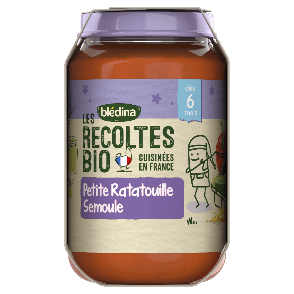 Petits pots Les Récoltes Bio - Ratatouille Semoule - Lot x 4 - Dès 6 mois - Pot