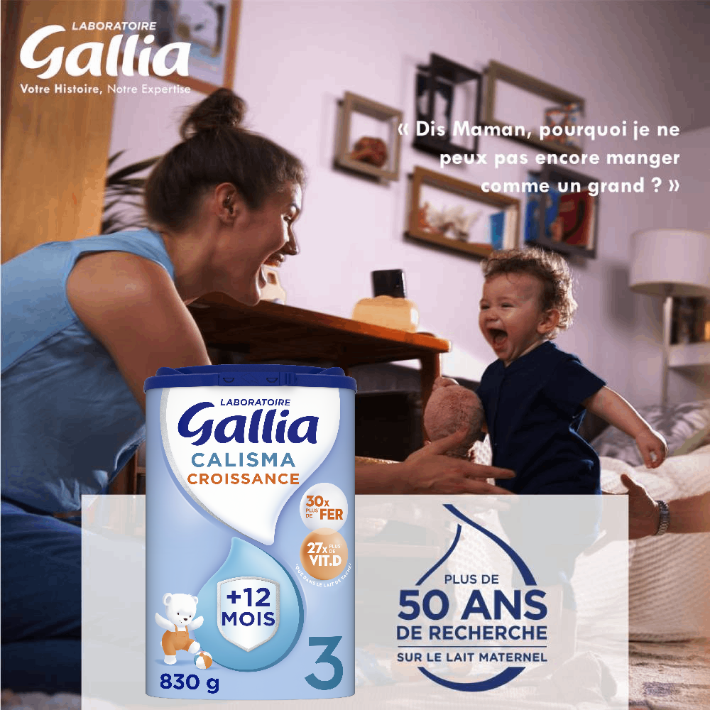 Calisma Croissance - 830g - Lait infantile - Lot x3 - Laboratoire Gallia - Dès 12 mois