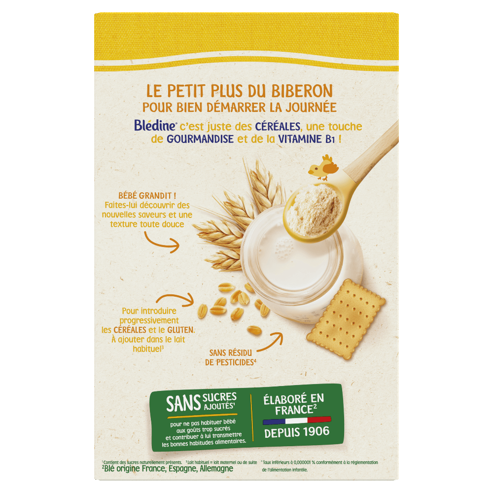 Blédine - Saveur Biscuit - Lot x3 - Blédina - Dès 6 mois - Dos