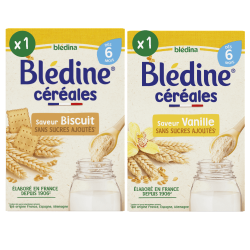 Blédine - Saveur Vanille et saveur Biscuit - Lot x2 - Blédina - Dès 6 mois - Face