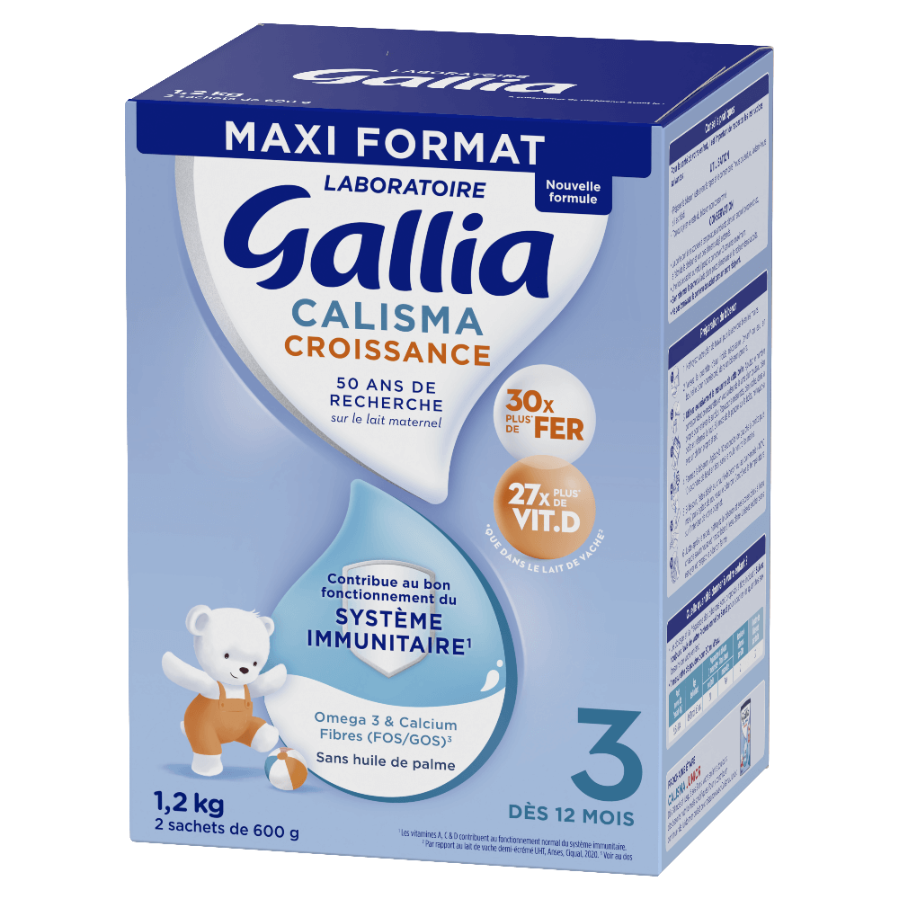 Calisma croissance 1,2kg - Lait infantile - Lot x3 - Laboratoire Gallia - Dès 12 mois - 3D