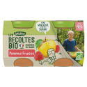 Les Récoltes Bio - Pommes Fraises 2x130g - Dès 4 mois - Face