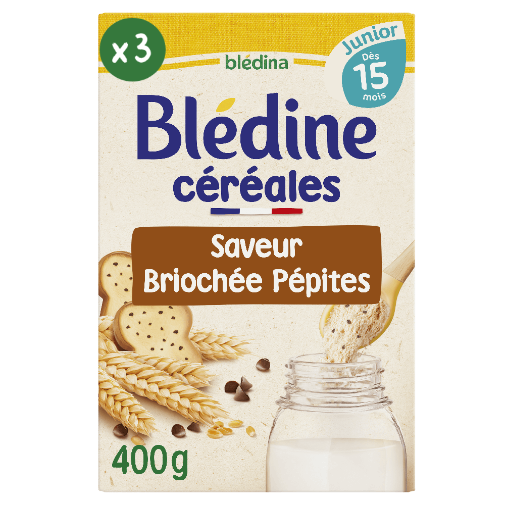 Blédine Junior - Saveur Briochée Pépites - Lot x3 - Blédina - Dès 15 mois - Face