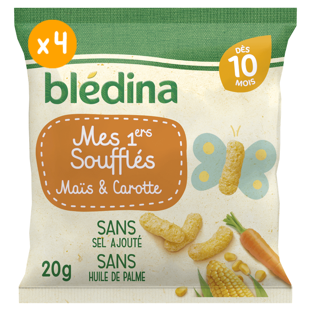 Mes 1ers Soufflés - Maïs Carotte - Lot x 5 - Blédina - Dès 10 mois - Face