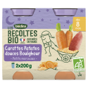 Petits pots Les Récoltes Bio & Engagées - Carottes Patates douces et Boulghour - 2 x 200g - Face