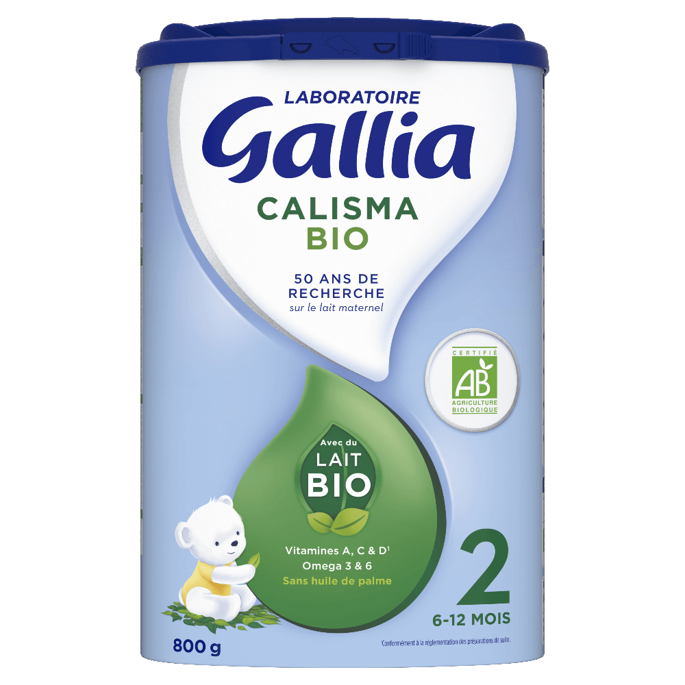 Calisma Bio 2ème âge - 800g - Lait infantile - Lot x3 - Laboratoire Gallia - Face