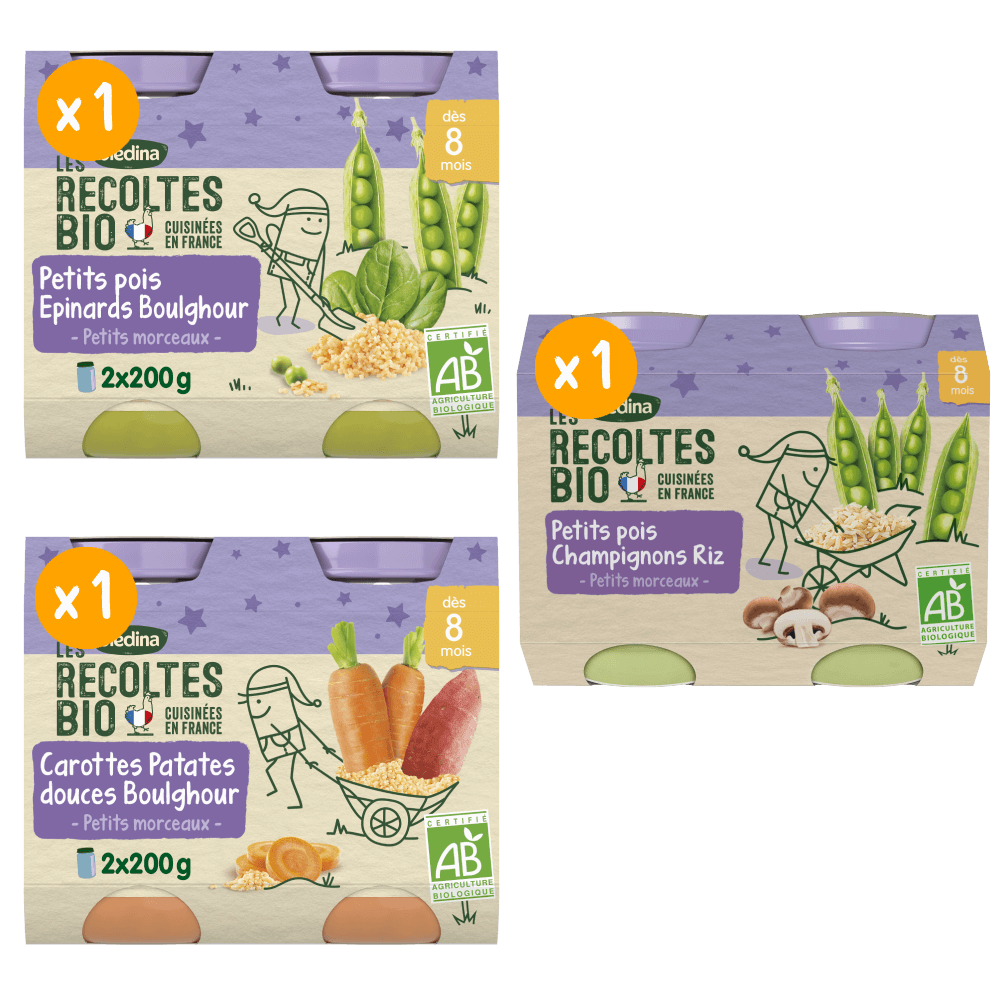 Petits pots - Les récoltes Bio - Lot Multi-variétés légumes dès 8 mois - Lot x 3