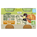 Petits pots - Les Récoltes Bio - Pommes Prunes Vanille - 2 x 130g - Face