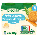 Petits pots Blédina - Petits légumes Pommes de terre Lieu - 2 x 200g - Face