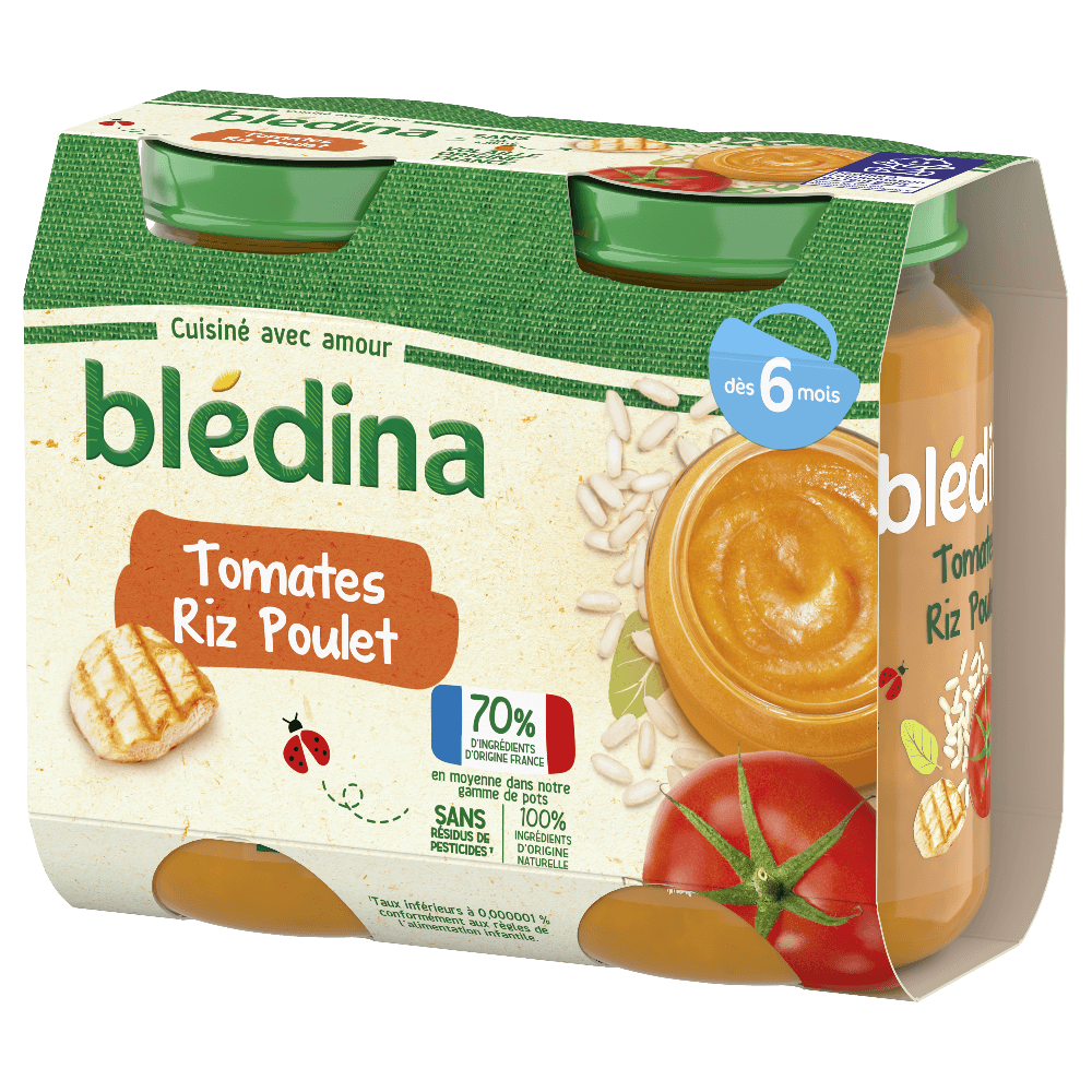 Petits pots Blédina - Tomates Riz Poulet - Dès 6 mois