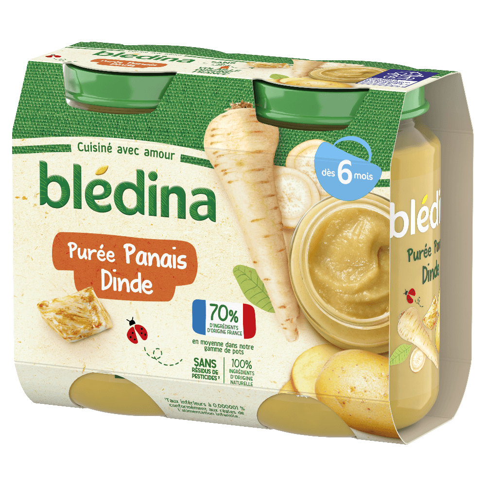 Petits pots Blédina - Purée panais Dinde - Dès 6 mois