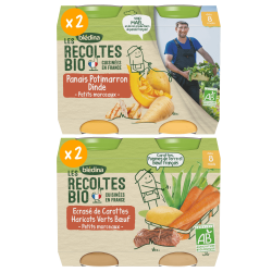 Petits pots - Les récoltes Bio - Lot Multi-variétés Légumes Viande dès 8 mois x 4