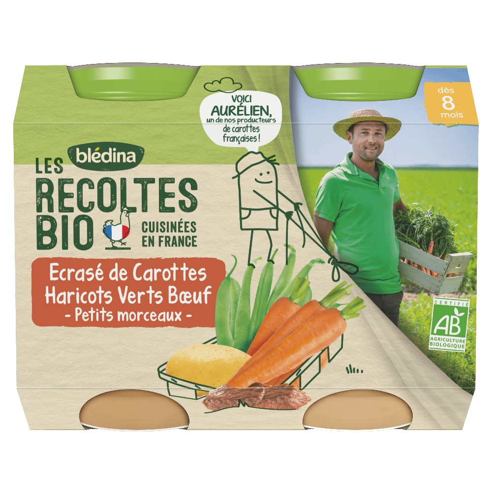 Petits pots - Les récoltes Bio - Lot Multi-variétés Légumes Viande dès 8 mois x 4