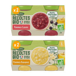 Petits pots - Les Récoltes Bio - Lot Multi-Variétés Morceaux Fondants dès 8 mois x 4