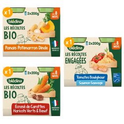 Petits pots - Les récoltes Bio & Engagées - Lot multi-variétés Légumes Viande et Poisson dès 8 mois x 3