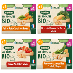 Petits pots Les récoltes Bio - Lot Multi-variétés Légumes Poulet et Veau dès 6 mois x 4