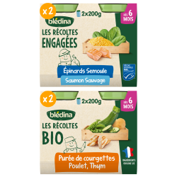 Petits pots Les Récoltes Bio & Engagées - Lot Multi-variétés  viande et poisson x4