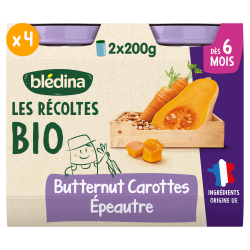 Petits pots Les Récoltes Bio - Butternut Carottes Epeautre - Lot x 4