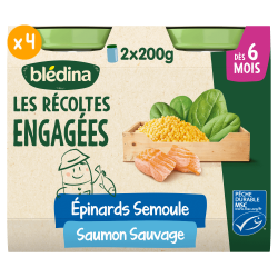 Petits pots Les Récoltes Engagées - Epinards Semoule Saumon - Lot x 4