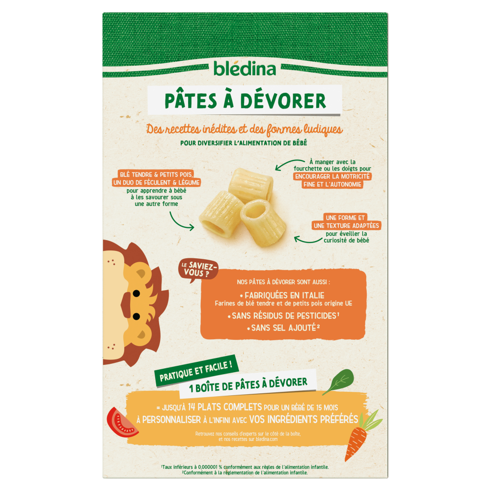 Pâtes à dévorer - Rigatini au Blé tendre & Petits pois - Lot x3 - Dos