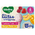 Les Minis Lactes - Framboise, Fraise & Mangue, Pêche - 12x55g - Face