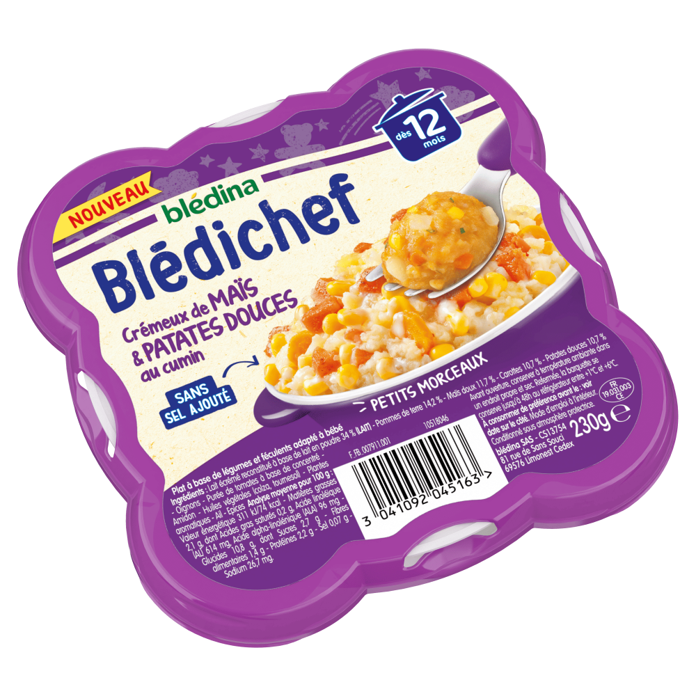 Blédichef - Crémeux de Maïs & Patates Douces au Cumin - Lot x9 - Côté