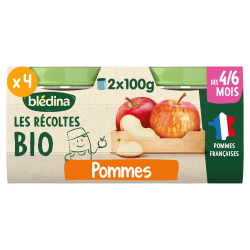 Petits pots - Les Récoltes Bio - Pommes - Lot x4 - Face