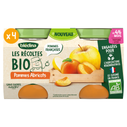 Petits pots - Les Récoltes Bio - Pomme & Abricot - Lot x4 - Face