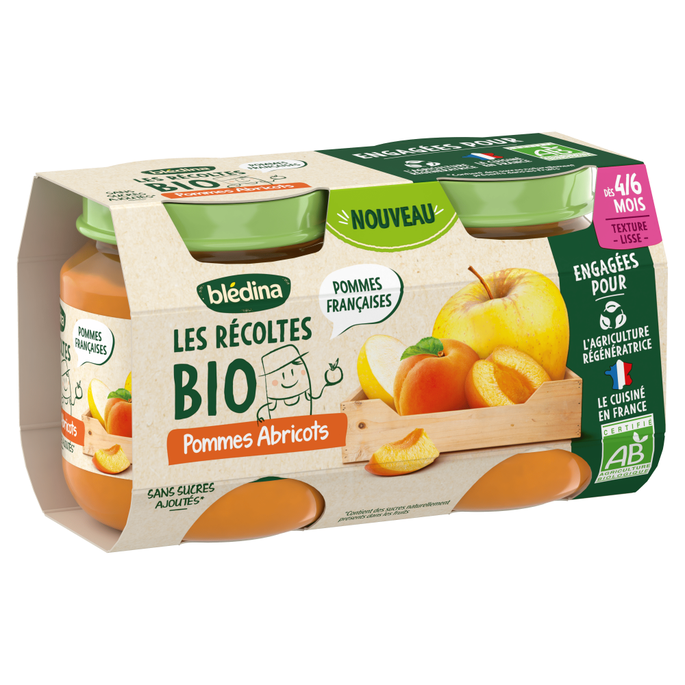 Petits pots - Les Récoltes Bio - Pomme & Abricot - Lot x4 - Côté