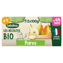 Petits pots - Les Récoltes Bio - Poire - Lot x4 - Face