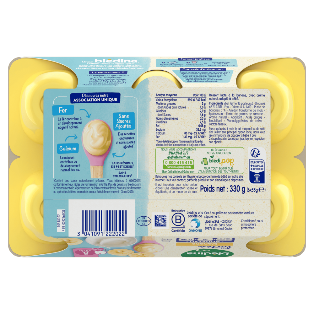 Mini Lactés Banane - Lot x4 - Dos