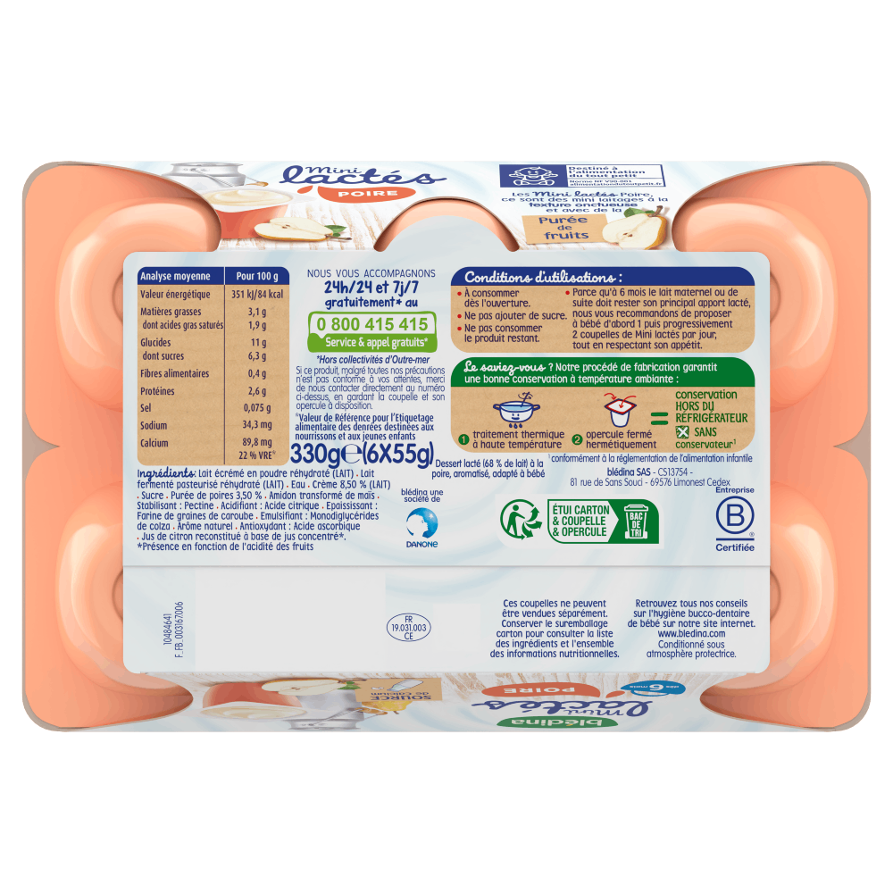 Mini Lactés Poire - Lot x2 - Dos