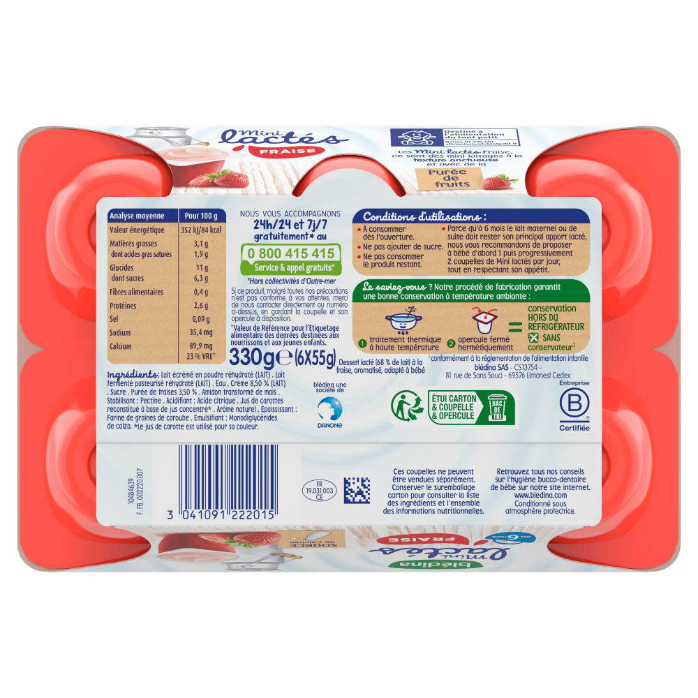 Mini Lactés Fraise - Lot x3 - Dos