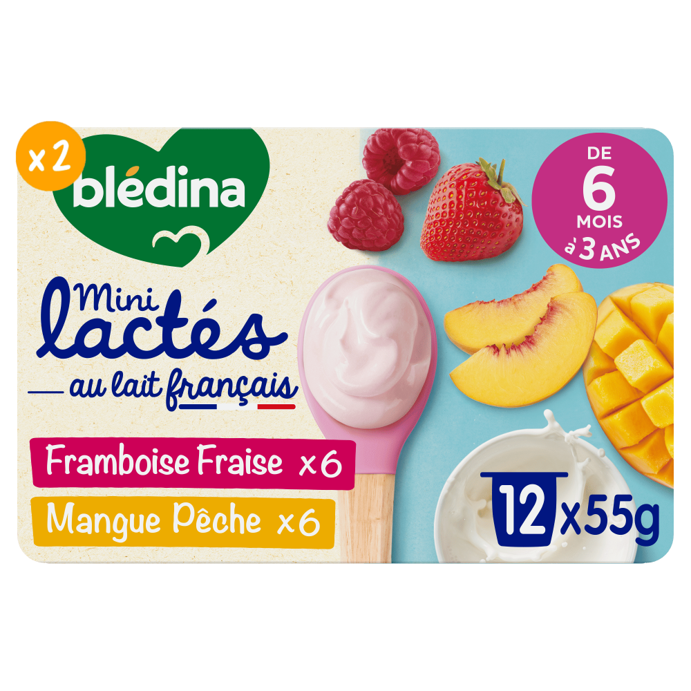 Mini Lactés - Framboise, Fraise & Mangue, Pêche - Lot x2 - Face