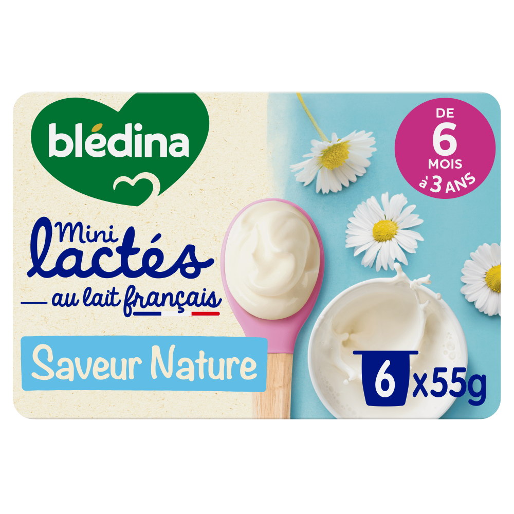 Mini Lactés Nature sans sucres ajoutés - 6x55g - Face