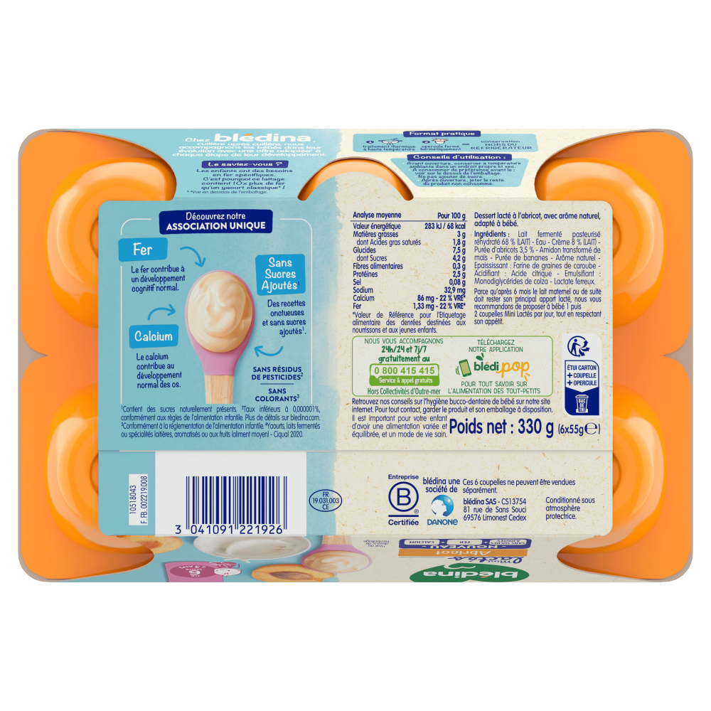Mini Lactés Abricot - Lot x4 - Dos