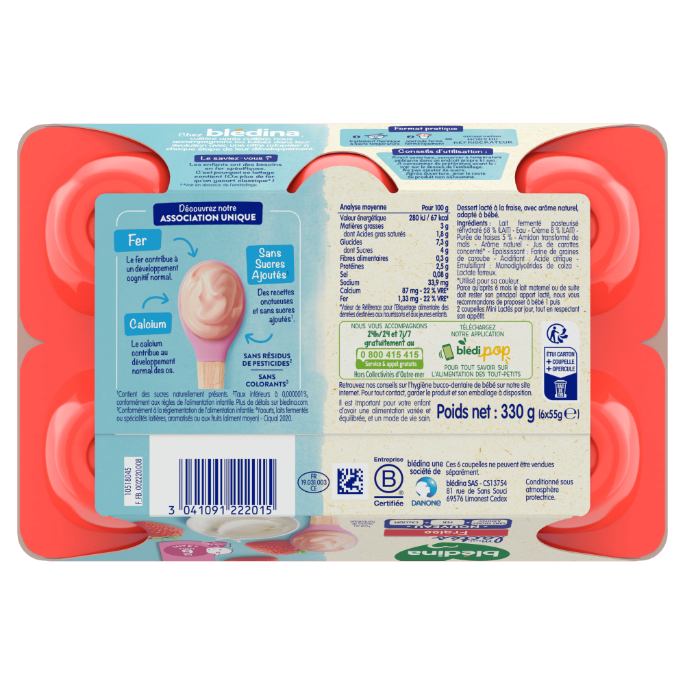 Mini Lactés Fraise - Lot x4 - Dos