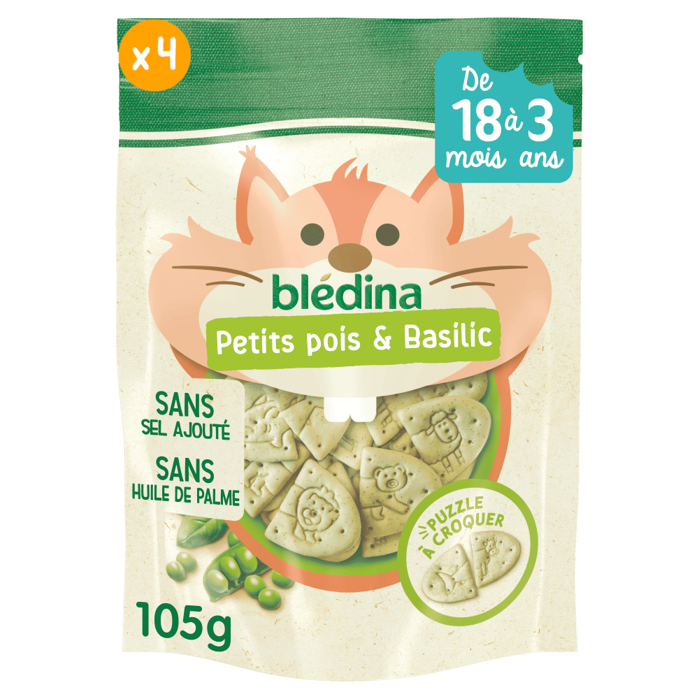 Crousti à Dévorer - Petits Pois et Basilic - Lot x4 - Face