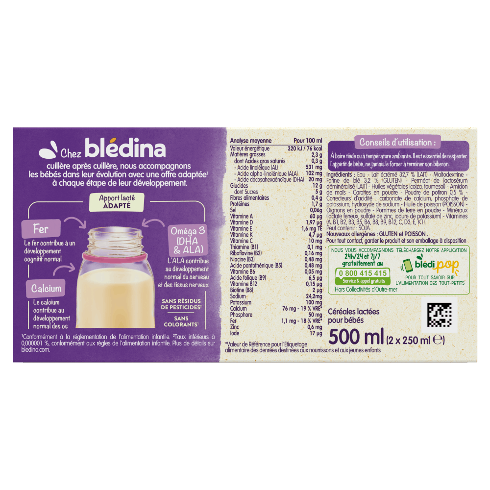 Blédîner - Briques Potiron - Lot x6 des 6 mois bledina - Dos