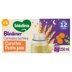 Blédîner - Briques Céréales lactées Carottes Petits pois - Lot x6 - Face