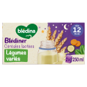 Blédîner Briques Céréales Lactées Légumes variés 2x250ml Dés 12 mois - Blédina - Face