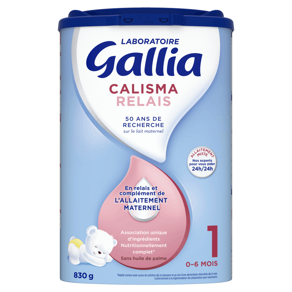 Calisma Relais 1er âge - Lot 3 x  830g -  Laboratoire Gallia - 0 - 6 mois - Face