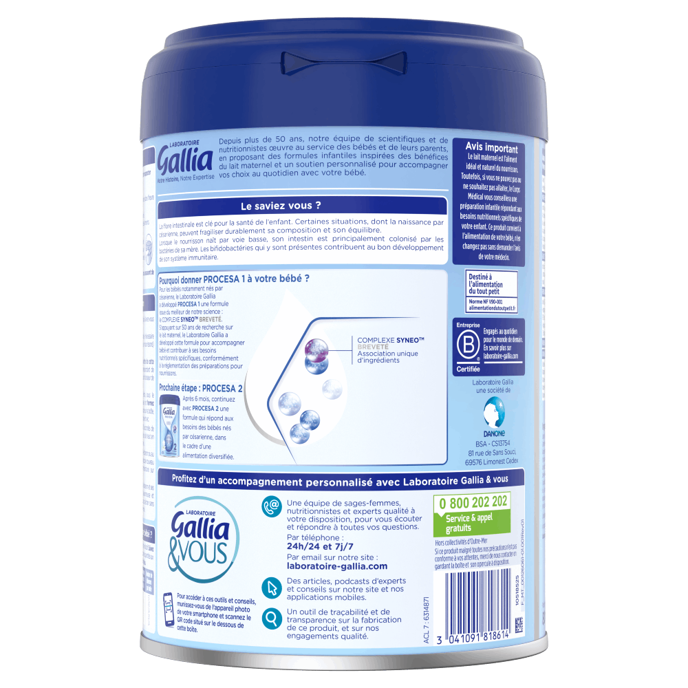 Procesa 1er âge -  800g - Lait infantile – dos