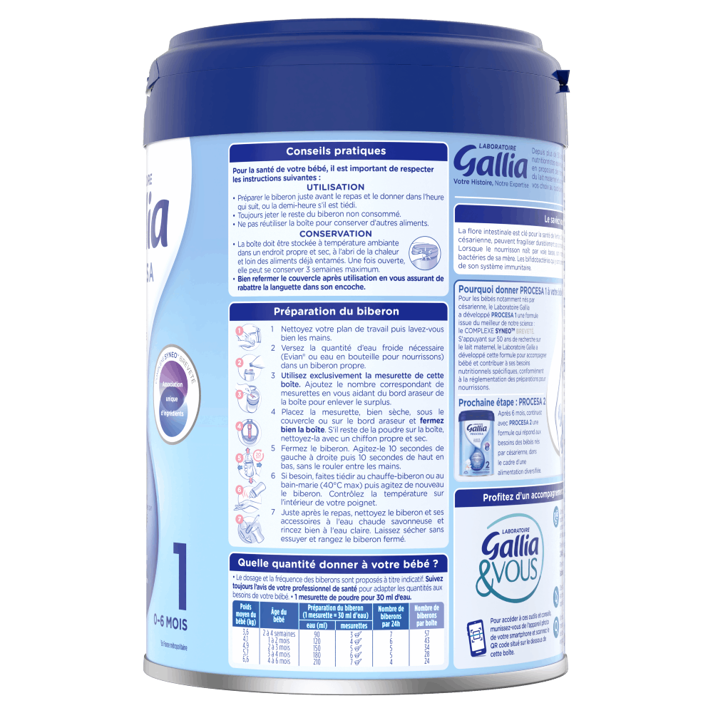 Procesa 1er âge -  800g - Lait infantile – côté