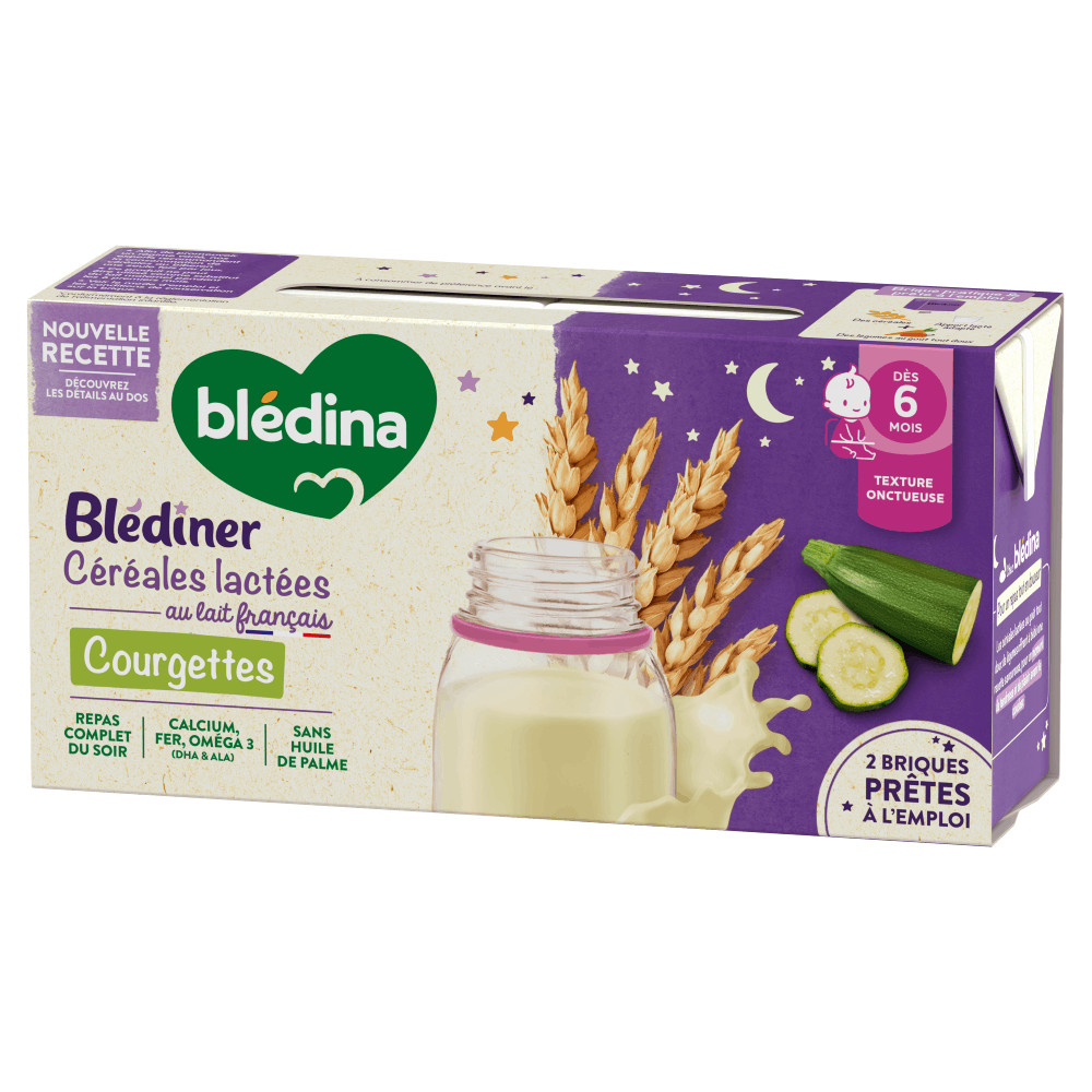 Blédîner - Briques Céréales lactées Courgettes - Lot x6 - profondeur