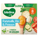 Petits pots Blédina - Ratatouille Riz Poisson - 2 x 200g - Dès 8 mois - Face