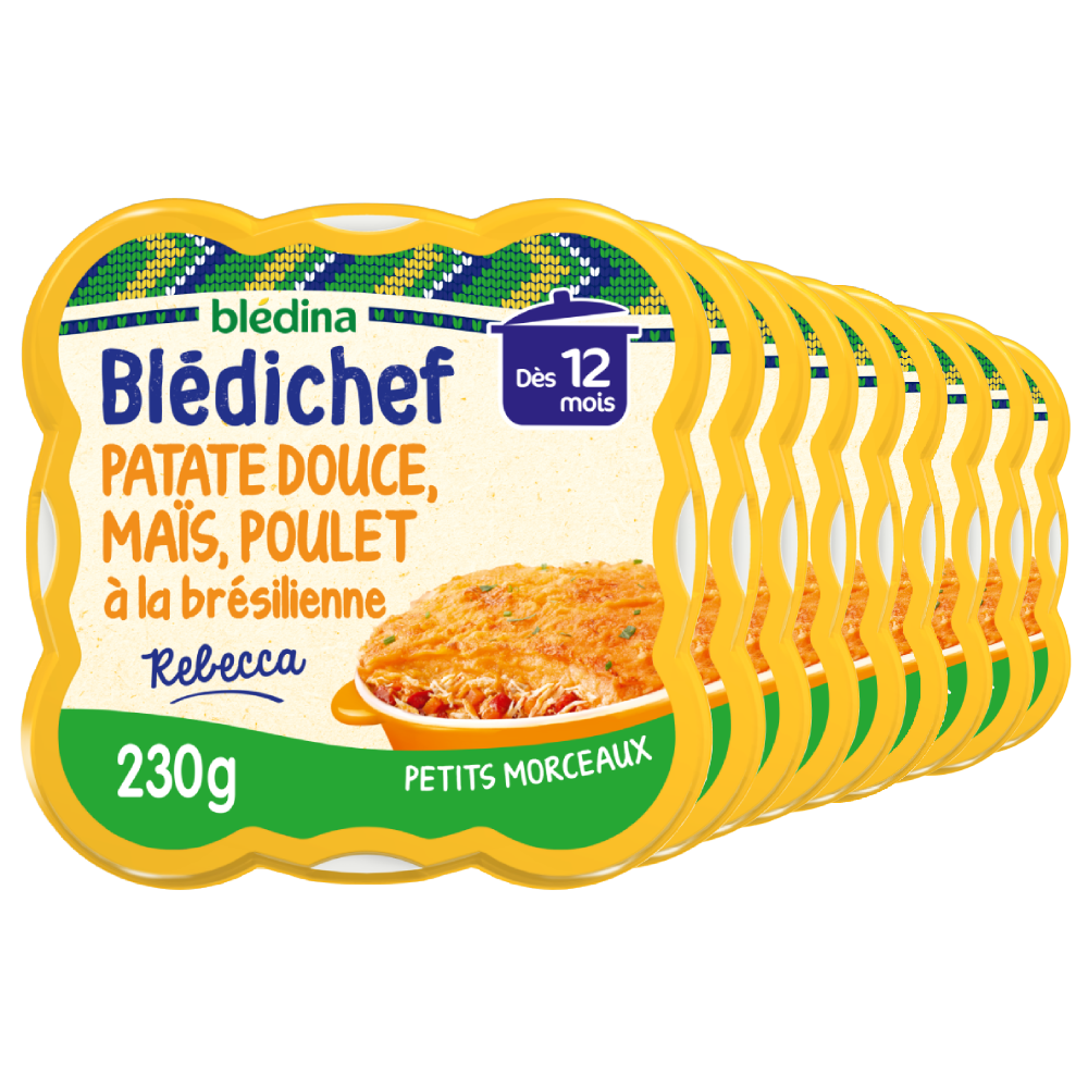 Blédichef - Purée de Patate douce & Maïs, Poulet à la Brésilienne - Lot x9